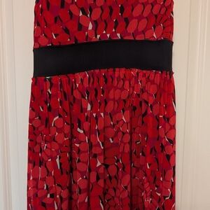 Vivienne Tam Red and Black Patterned Dress